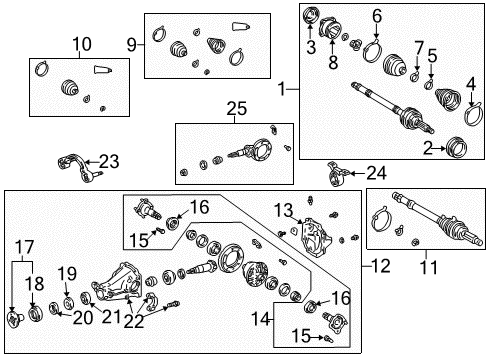 1997 Toyota RAV4 Axle & Differential - Rear Inner Joint Assembly Diagram for 42350-42020
