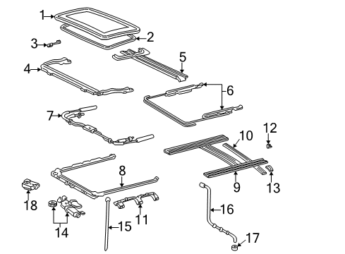 2004 Toyota Sequoia Sunroof Drive Cable Diagram for 63224-0C010