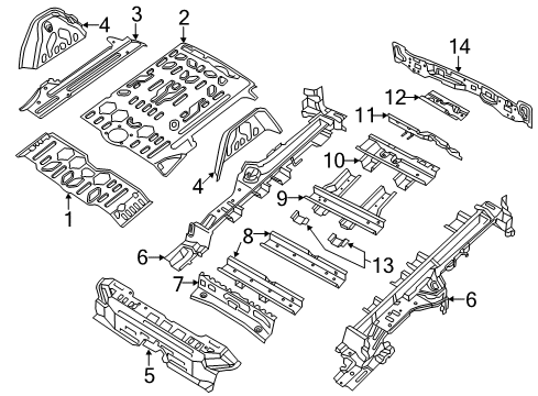 2016 Ram ProMaster City Rear Body - Floor & Rails REINFMNT-Rear Floor Pan Diagram for 68259263AA