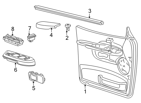 2001 Ford Explorer Sport Rear Door Belt Weatherstrip Diagram for F1TZ-9821457-A