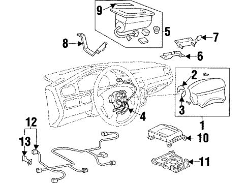 1998 Acura TL Air Bag Components Reel Assembly, Cable Diagram for 77900-SW5-A83