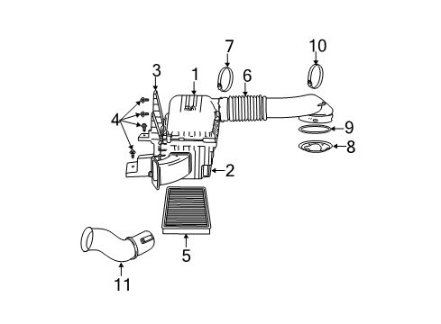 2002 Dodge Ram 1500 Filters Engine Air Intake Hose Diagram for 53032049AB