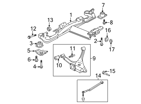 2010 Buick Lucerne Rear Suspension Components, Ride Control, Stabilizer Bar Rear Suspension Control Arm Assembly Diagram for 25820032