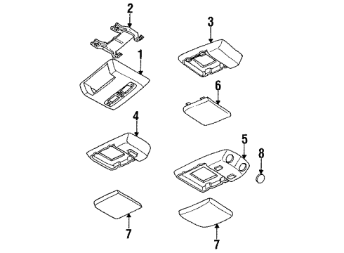 1995 Pontiac Trans Sport Courtesy Lamps Housing-Dome & Reading Lamp Diagram for 20297444