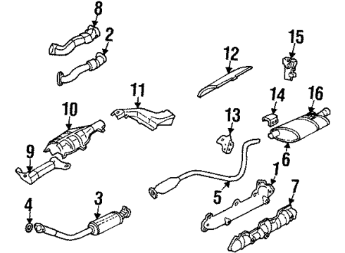 1995 Buick Skylark Exhaust Components Muffler Assembly W/Tailpipe Diagram for 22552924