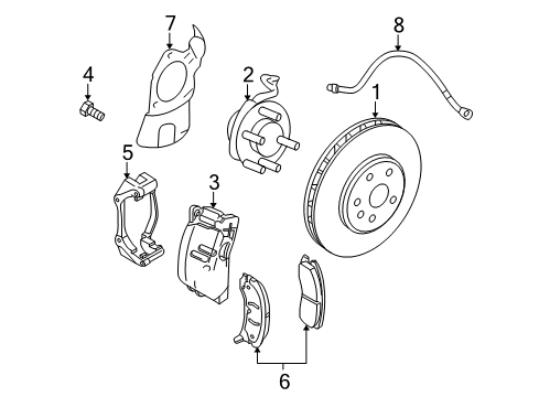 2007 Cadillac STS Brake Components Brake Hose Diagram for 19256888