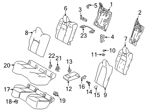 2021 Toyota Corolla Rear Seat Components Seat Back Frame Diagram for 71017-02A80