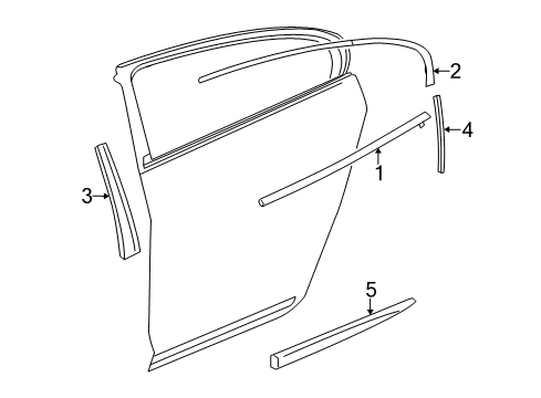 2015 Buick LaCrosse Exterior Trim - Rear Door Body Side Molding Diagram for 20902219