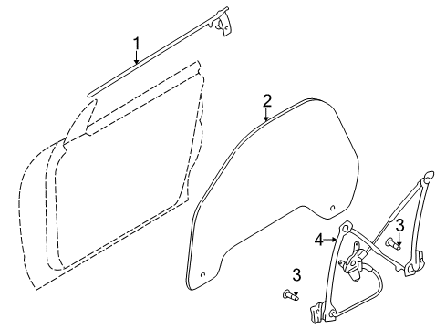 2002 Ford Thunderbird Door & Components Belt Weatherstrip Diagram for 1W6Z-7621453-AB