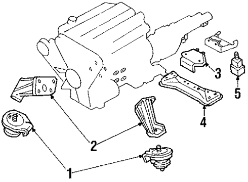 1994 Nissan 300ZX Engine & Trans Mounting Engine Mounting Insulator, Front Diagram for 11220-46P00
