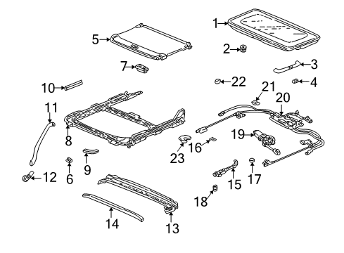 1999 Acura TL Sunroof Cover, Passenger Side Stay Diagram for 70620-S0K-A01