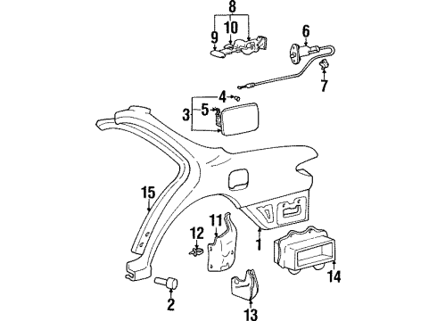 1999 Hyundai Elantra Fuel Door Catch & Cable Assembly-Fuel Filler Diagram for 81590-29001