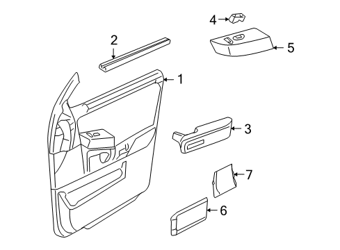 2003 Lincoln Aviator Interior Trim - Front Door Armrest Diagram for 3C5Z-78240A29-AAD