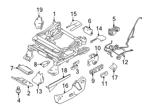 2008 Lincoln MKX Power Seats Track Assembly Diagram for BT4Z-7861711-C