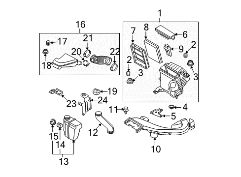 2010 Nissan Rogue Filters Duct Assembly-Air Diagram for 16554-JM01A