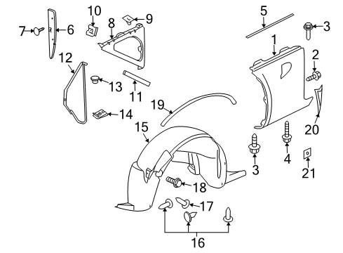 2007 Pontiac Solstice Fender & Components, Exterior Trim Emblem Diagram for 15880158