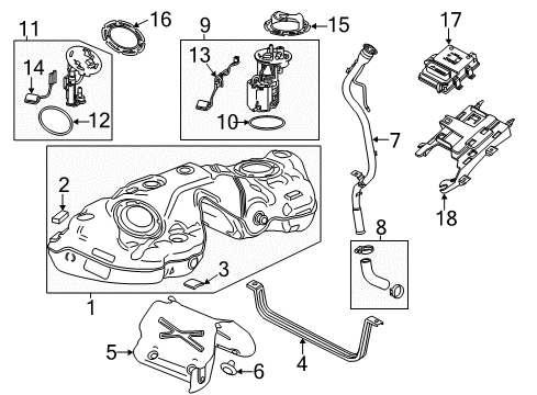 2015 Cadillac CTS Fuel System Components Tank Strap Diagram for 20917497