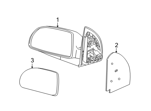 2003 Saturn Vue Outside Mirrors Mirror Asm, Outside Rear View Diagram for 10377787