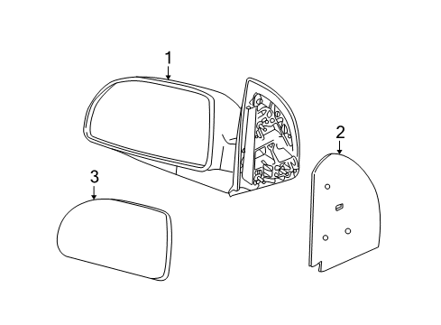 2006 Saturn Vue Outside Mirrors Mirror Assembly Diagram for 15873111