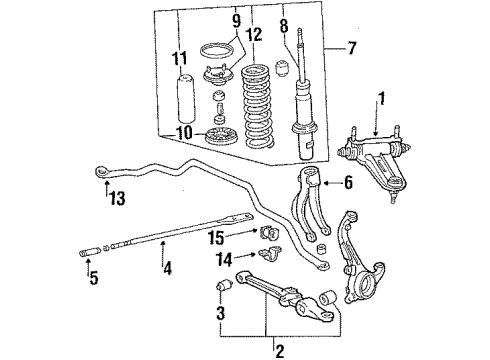 1988 Acura Legend Front Suspension Components, Lower Control Arm, Upper Control Arm, Stabilizer Bar Joint, Ball (Lower) (Musashi) Diagram for 51220-SD4-023