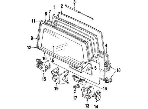 1997 Geo Tracker Gate & Hardware Garnish-Back Door Out, RH (Black) Diagram for 96059262