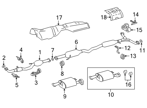 2021 Toyota Avalon Exhaust Components Muffler Diagram for 17430-F0411
