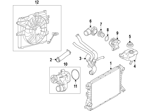 2010 Ford Mustang Cooling System, Radiator, Water Pump, Cooling Fan Water Pump Diagram for 7R3Z-8501-BB