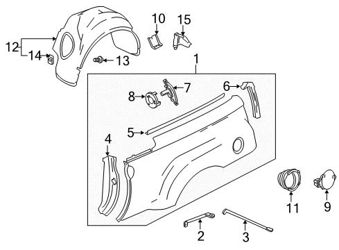 2005 Chevrolet SSR Quarter Panel & Components Fuel Pocket Diagram for 15244046