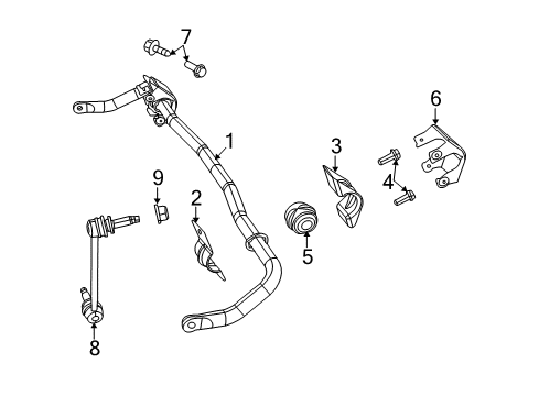 2016 Dodge Challenger Stabilizer Bar & Components - Front Bar-Front Diagram for 68235661AC