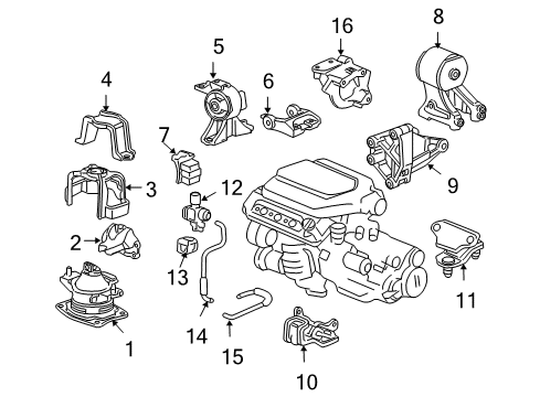 2006 Honda Odyssey Engine & Trans Mounting Bracket, Engine Side Mounting Diagram for 11910-RDJ-A00
