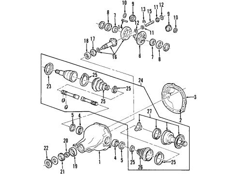 1995 Lincoln Mark VIII Rear Axle, Differential, Propeller Shaft Inner Pinion Cup Diagram for C7AZ-4628-A