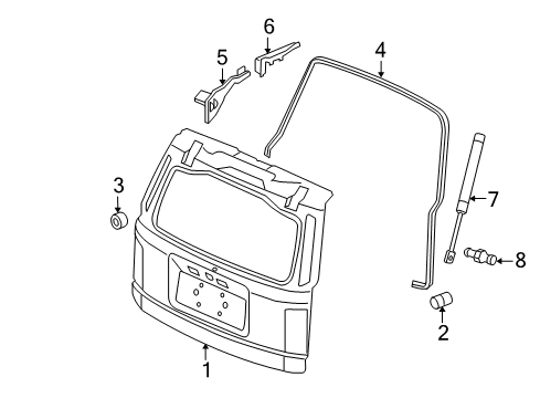 2011 Honda Pilot Lift Gate Hinge, Passenger Side Tailgate Diagram for 68210-SZA-A10ZZ