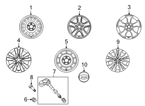 2010 Kia Forte Wheels, Covers & Trim Nut-Hub Diagram for 5295017000