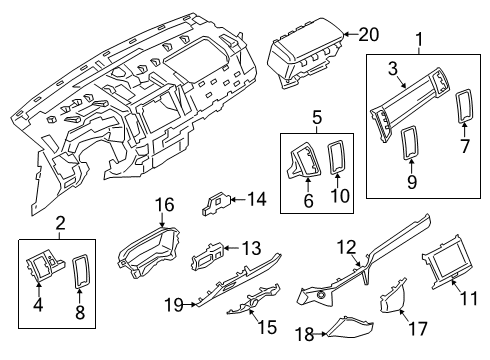 2020 Ford Ranger Cluster & Switches, Instrument Panel Center Molding Diagram for KB3Z-2104338-AF