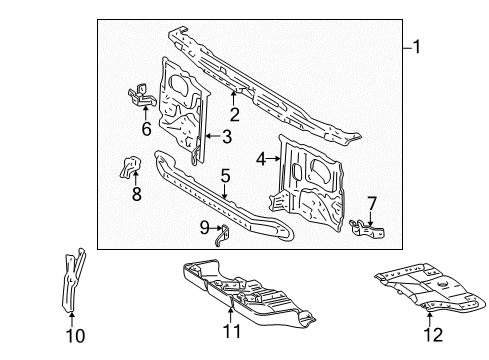 1998 Toyota 4Runner Radiator Support Side Panel Diagram for 53202-35090