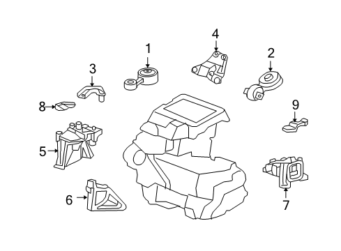 2009 Acura RDX Engine & Trans Mounting Bracket, Engine Side Mounting Diagram for 11910-RWC-A00