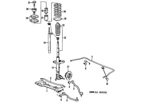 1988 BMW 535i Front Suspension Components, Lower Control Arm, Stabilizer Bar Wheel Hub, Front, Asymmetric Diagram for 31211129386