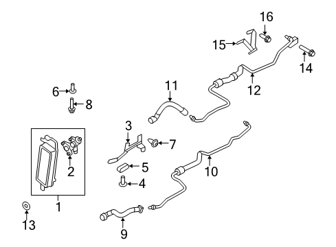 2012 BMW 750i Trans Oil Cooler Oil Cooling Pipe Outlet Diagram for 17227583164