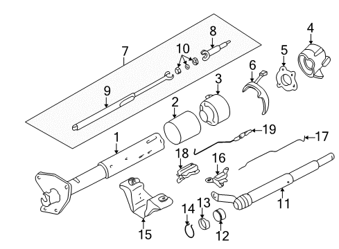 1994 GMC Sonoma Steering Column, Steering Wheel & Trim, Housing & Components, Shroud, Switches & Levers Steering Column Shaft (Lower) Diagram for 7831105