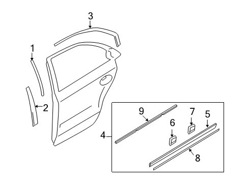 2010 Hyundai Sonata Exterior Trim - Rear Door Moulding-Waist Line Rear Door, RH Diagram for 87724-3K510