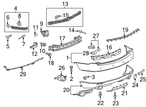 2010 Cadillac SRX Rear Bumper Lower Bracket Diagram for 20823532