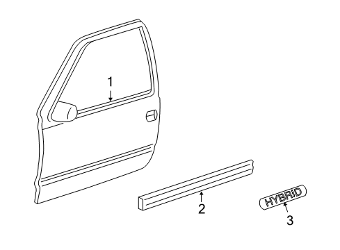 2007 GMC Sierra 1500 Classic Exterior Trim - Front Door Molding Asm-Front Side Door Lower *Chrome Diagram for 15744371