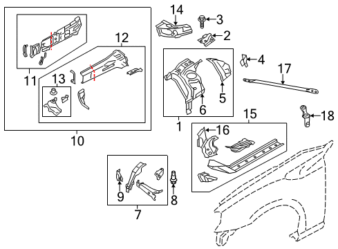 2020 Toyota 86 Structural Components & Rails Diagonal Brace Diagram for SU003-01232