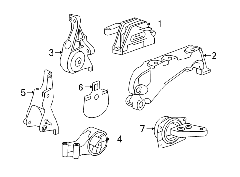 2013 Buick Regal Engine & Trans Mounting Side Transmission Mount Diagram for 22862890