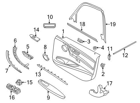 2013 BMW 320i xDrive Front Door Armrest, Leather, Front Right Diagram for 51417279304