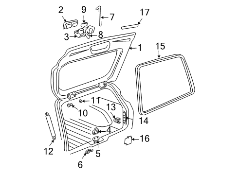 1997 GMC Jimmy Lift Gate - Gate & Hardware Strut Asm-Lift Gate <Use 1C6L Diagram for 15003615