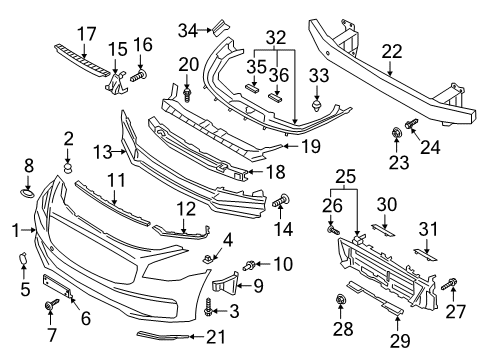 2020 Kia K900 Front Bumper Bolt-Washer Assembly Diagram for 1125406166B
