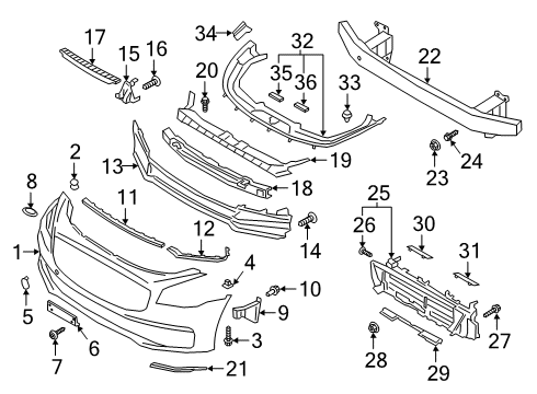 2020 Kia K900 Front Bumper Bolt Diagram for 11254-06166-B