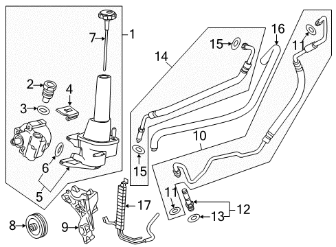 2014 GMC Sierra 3500 HD P/S Pump & Hoses, Steering Gear & Linkage Outlet Hose Diagram for 23223118