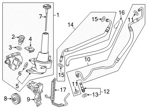 2014 GMC Sierra 3500 HD P/S Pump & Hoses, Steering Gear & Linkage Pressure Hose Diagram for 23251102